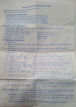 ZYT16G Microcomputer Timer Switch